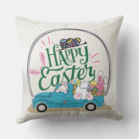 Funny Bunny Happy Easter Day クッション (裏面)