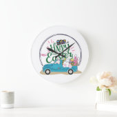 Funny Bunny Happy Easter Day ラージ壁時計 (ホーム)