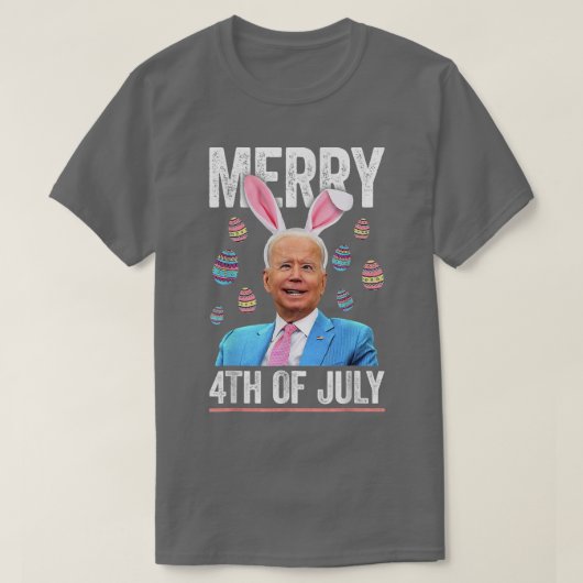 Funny Bunny Joe Biden 4th Of July Happy Easter Day Tシャツ (デザイン正面)