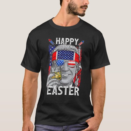 Funny Bunny Joe Biden Happy 4Th Of July Confused E Tシャツ (正面)