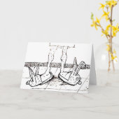 Funny Bunny Slippers Feliz cumpleaños Cartoon Card カード (黄色い花)