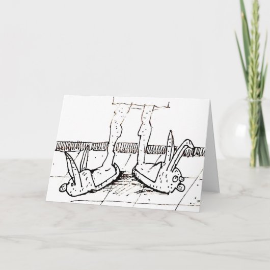 Funny Bunny Slippers Feliz cumpleaños Cartoon Card カード (正面)