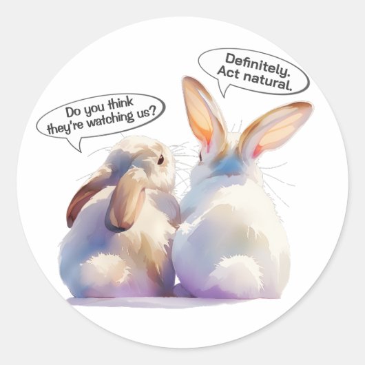 Funny Bunny sticker –Is someone watching me? ラウンドシール (正面)