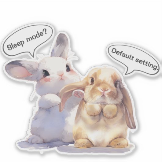 Funny Bunny Sticker – Sleep Mode vs Default シール (正面)