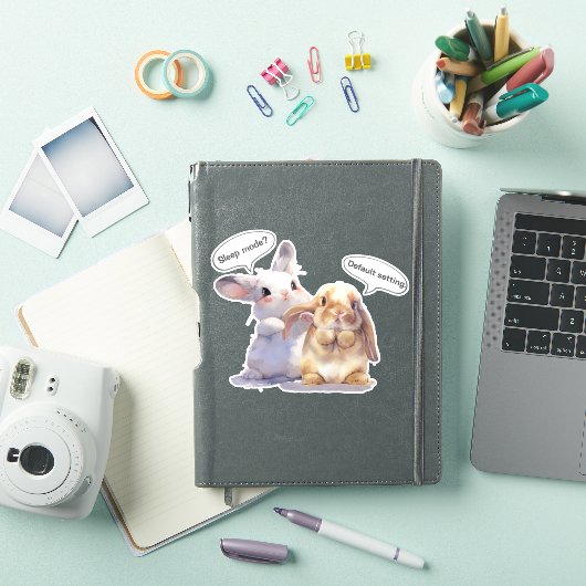 Funny Bunny Sticker – Sleep Mode vs Default シール (iPadカバー)