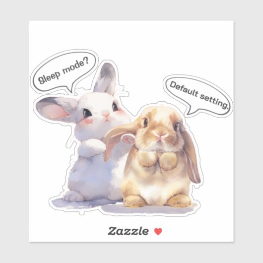 Funny Bunny Sticker – Sleep Mode vs Default シール (シート)