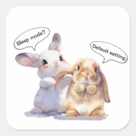 Funny Bunny sticker – Sleep Mode vs Default スクエアシール