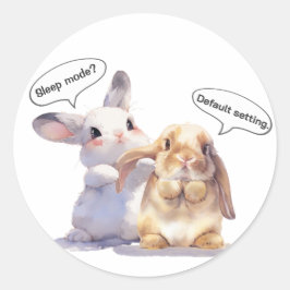 Funny Bunny sticker – Sleep Mode vs Default ラウンドシール