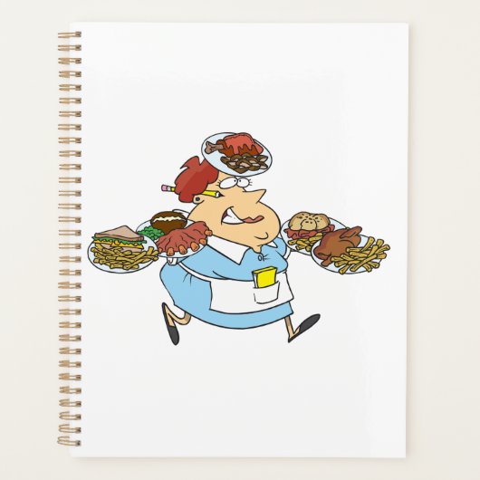 Funny Busy Waitress Overworked Server プランナー手帳 (正面)