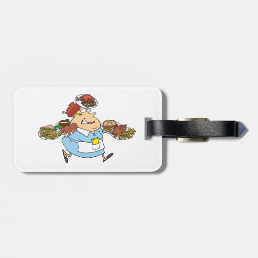 Funny Busy Waitress Overworked Server ラゲッジタグ (裏面横)