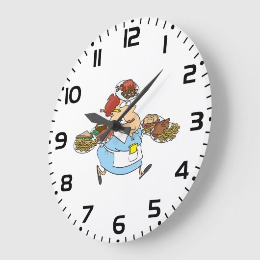 Funny Busy Waitress Overworked Server ラージ壁時計 (傾斜)