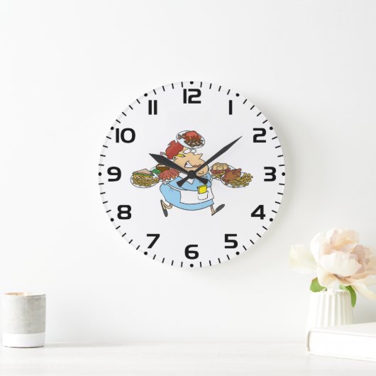 Funny Busy Waitress Overworked Server ラージ壁時計 (ホーム)