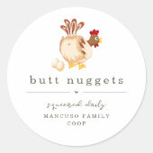 Funny Butt Nugget Farm Coop Egg Carton Label ラウンドシール (正面)