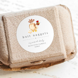 Funny Butt Nugget Farm Coop Egg Carton Label ラウンドシール