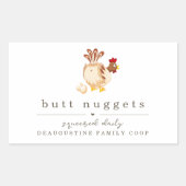 Funny Butt Nugget Farm Coop Egg Carton Label 長方形シール (正面)