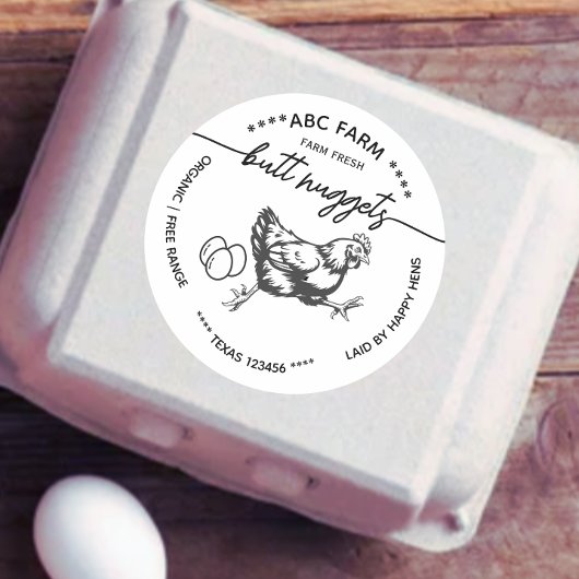 Funny Butt nuggets egg carton label ラウンドシール