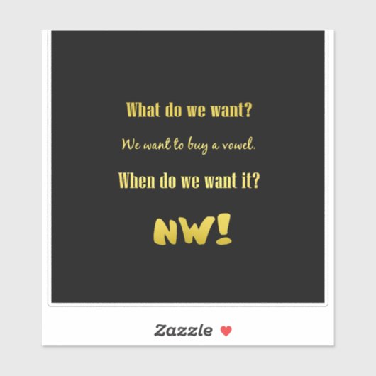 Funny Buy a Vowel — Now! シール (シート)