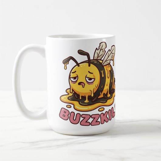 Funny Buzzkill Tired Bee Coffee Mug コーヒーマグカップ (左)