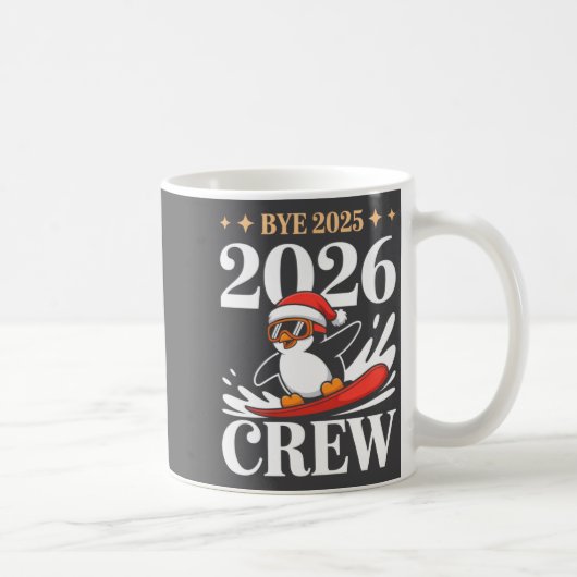 Funny Bye 2025 2026 Crew New Year Friends Squad  コーヒーマグカップ (右)