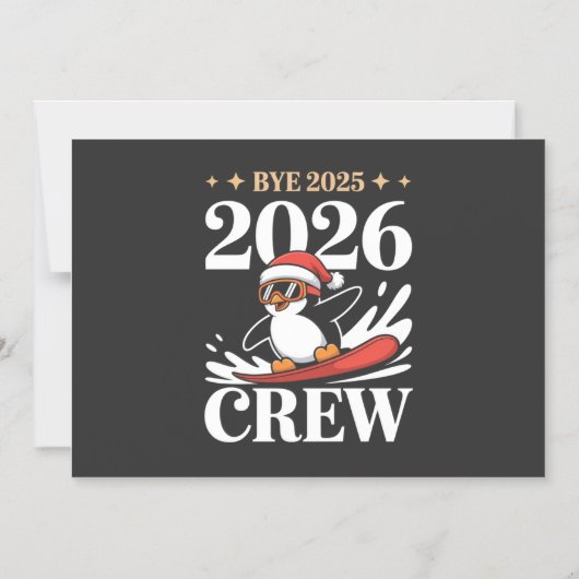 Funny Bye 2025 2026 Crew New Year Friends Squad マグネット招待状 (正面)