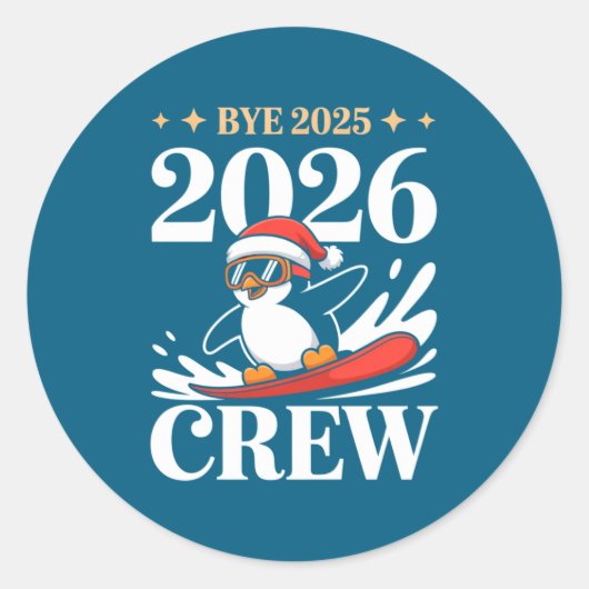 Funny Bye 2025 2026 Crew New Year Friends Squad  ラウンドシール (正面)