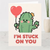 Funny Cactus Love Pun Valentine Card カード (正面)
