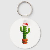 Funny Cactus Santa Hat Xmas Tree Lights Merry Chri キーホルダー (正面)