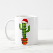 Funny Cactus Santa Hat Xmas Tree Lights Merry Chri コーヒーマグカップ (左)