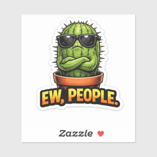 Funny Cactus Sticker Ew People Office Decor シール (シート)