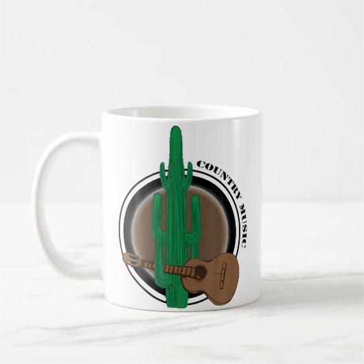 Funny Cactus With Guitar Playing Country Music コーヒーマグカップ (左)