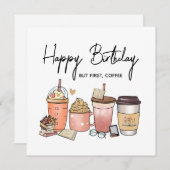 – Funny Caffeine Lover Birthday Greeting シーズンカード (正面/裏面)