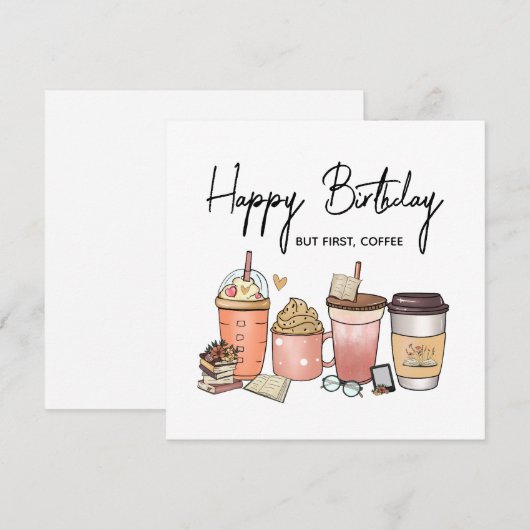 – Funny Caffeine Lover Birthday Greeting シーズンカード (正面/裏面)