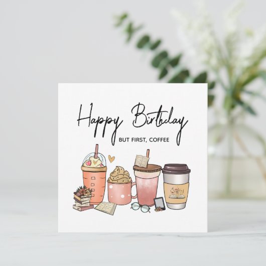 – Funny Caffeine Lover Birthday Greeting シーズンカード (スタンド正面)