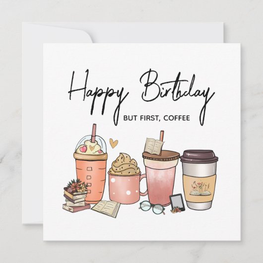 – Funny Caffeine Lover Birthday Greeting シーズンカード (正面)