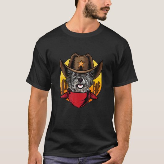 Funny Cairn Terrier Dog Country Music Cowboy Tシャツ (正面)