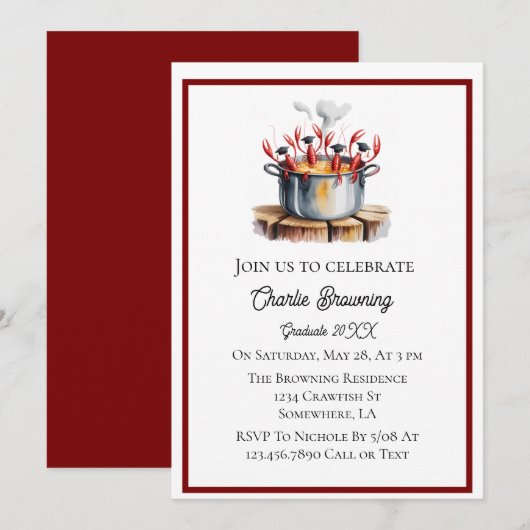 Funny Cajun Graduation Party 招待状 (正面/裏面)