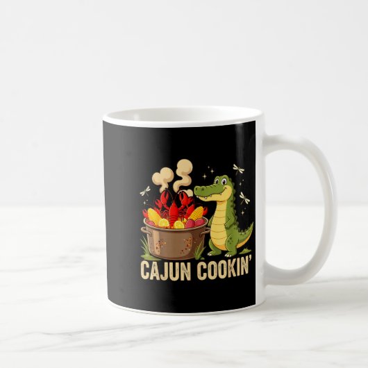 Funny Cajun Louisiana Boil Alligator Crawfish Mard コーヒーマグカップ (右)