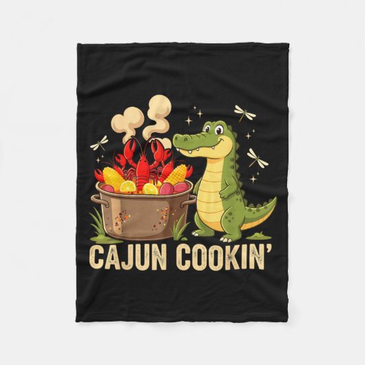 Funny Cajun Louisiana Boil Alligator Crawfish Mard フリースブランケット (正面)