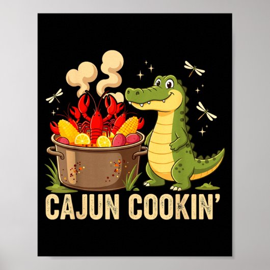 Funny Cajun Louisiana Boil Alligator Crawfish Mard ポスター (正面)