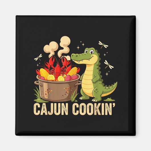 Funny Cajun Louisiana Boil Alligator Crawfish Mard マグネット (正面)