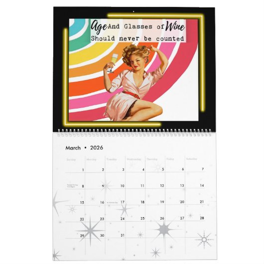 Funny Calendar For Her Gift Friend Retro "Done" カレンダー (3月 2026)
