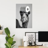 Funny Camel Bathroom Art Print, Toilet Paper Humor ポスター (ホームオフィス)