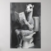 Funny Camel Bathroom Print, Newspaper Toilet ポスター (正面)