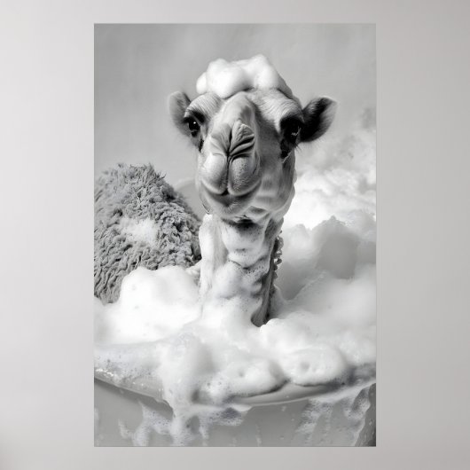 Funny Camel in Bathtub Print, Vintage Bathroom ポスター (正面)