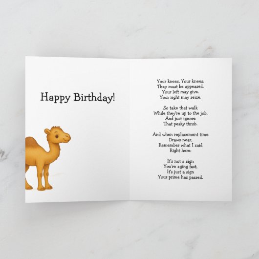 Funny Camel Knees Age Burn  カード (内部)