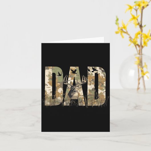Funny Camo Dad Hunting Camouflage Deer Father's Da カード (黄色い花)