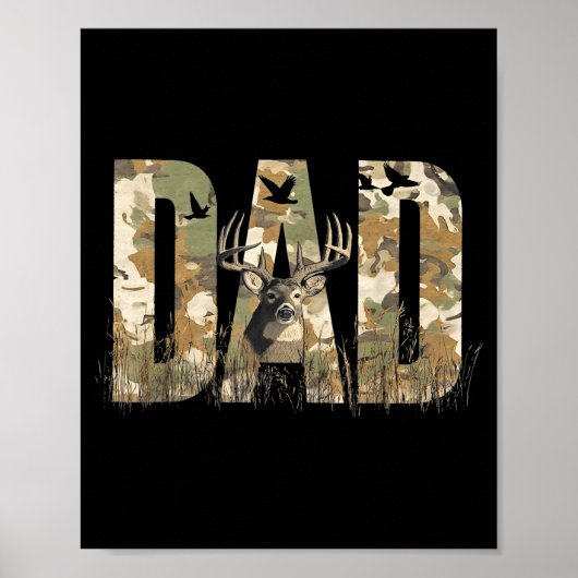 Funny Camo Dad Hunting Camouflage Deer Father's Da ポスター (正面)
