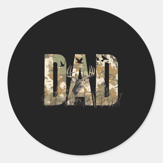 Funny Camo Dad Hunting Camouflage Deer Father's Da ラウンドシール (正面)