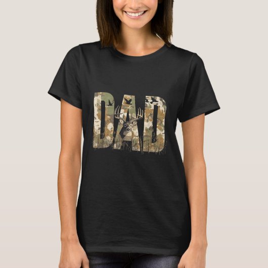 Funny Camo Dad Hunting Camouflage Deer Father's Da Tシャツ (正面)
