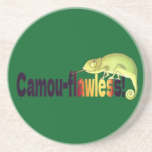 Funny Camou-flawless Chameleon Pun コースター (正面)